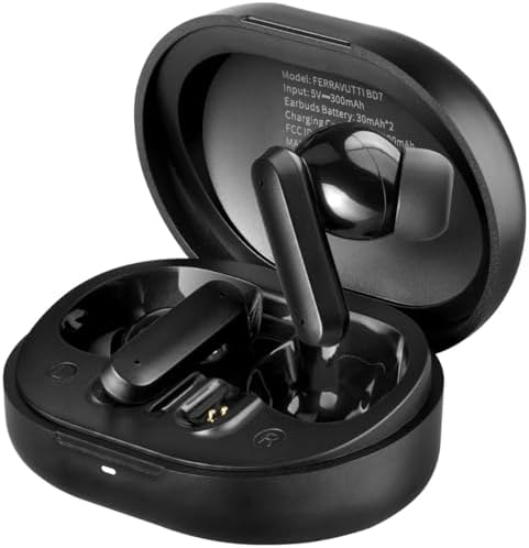 Premium BD7 True Wireless Earbuds with Advanced Noise Cancelling and Deep Bass – Bluetooth 5.4 for Swift Connectivity, IPX4 Sweat Resistance for Active Lifestyles, 25 Hours Playtime – Exceptional Audio Performance in Stylish Black Finish