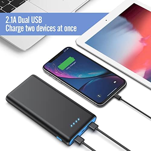 Ultra-High Capacity 40,800 m Ah Power Bank with 25 W Fast Charging – Dual Built-in Cables & 5 Outputs for Quick Device Charging – Compatible with i Phone 16/15 & Android – Sleek Blue Portable Charger for On-the-Go Power Solutions