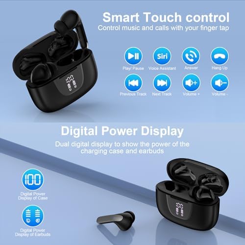 Premium Bluetooth 5.3 Sports Earbuds with IPX7 Waterproofing: Exceptional Noise Cancellation and 60 Hours Playtime – Ergonomic Fit for i Phone 15/16 & Samsung Galaxy S Series – Ultimate Sound Experience for Active Lifestyles and Outdoor Adventures