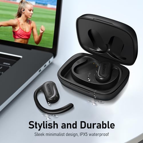 Elevate Your Workout with Open Comfy CF301 Wireless Headphones – Bluetooth Open-Ear Design for Unmatched Comfort and Ambient Awareness, Perfect for Running and Gym Sessions, Superior Sound Quality, Secure Fit for Active Lifestyles, Black – Seamless Compatibility and Lightweight Portability
