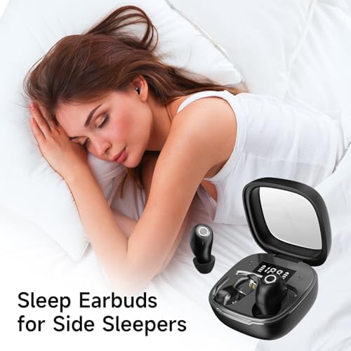 Invisible Wireless Bluetooth Sleep Earbuds for Side Sleepers – Ultra-Comfort Noise Cancelling Design with IPX3 Waterproofing & Digital Battery Life Indicator for Optimal Rest and Active Lifestyle