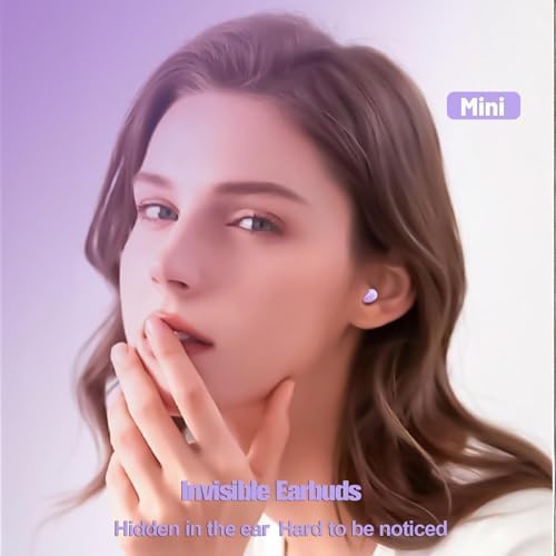 Compact Wireless Bluetooth Earbuds for Small Ears – Ideal for Side Sleepers with Weightless Comfort and Chic Purple Design – Effortless Connectivity for Exceptional Sound Quality and Discreet Listening Experience