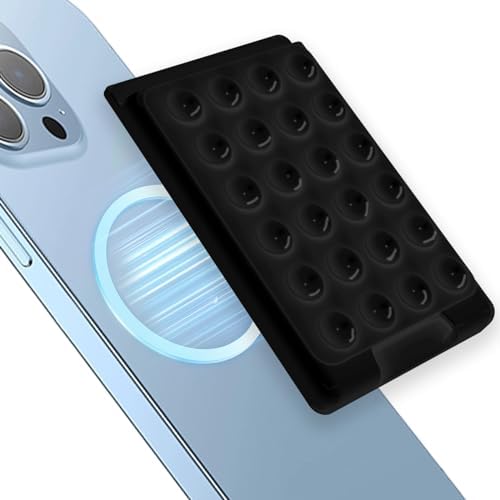 Magnetic Suction Phone Card Holder Mount for Mag Safe Wallets – Hands-Free Mobile Accessory for Tik Tok, Selfies, and Showers – Effortless i Phone Compatibility with Secure Attachment – Sleek Black Design for Everyday Convenience and Versatile Use