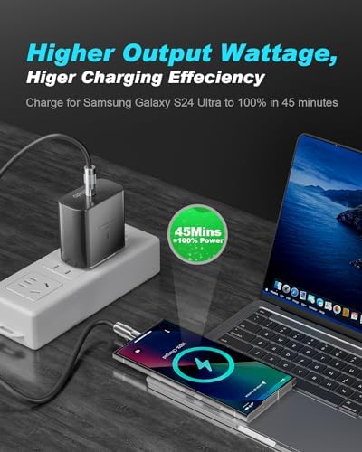 Dual Pack 45 W USB-C Charger Block with 3.3 FT Fast Charging Cables – Ultimate Universal Compatibility for i Phone 15/16 and Samsung Galaxy S24/S23/S22 Ultra/Note 20 – Rapid Power Delivery and Enhanced Portability for Home, Office, and Travel – Durable Charging Solution for All Devices