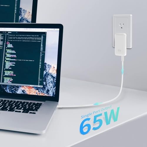 Experience Unmatched Charging Efficiency with the 65 W Ga N Dual-Port USB-C Charger – Foldable Travel Adapter with PD3.0 & PPS Technology, Ideal for Mac Book, i Pad Pro, i Phone, Galaxy S22 & More – Includes 3.28 ft 100 W Cable in Sleek Black for Ultimate Compatibility and Speed Optimization.