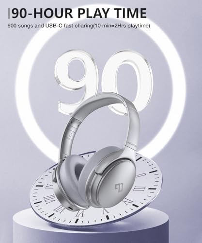 Unleash Your Audio Potential with INFURTURE Wireless Over-Ear Headphones – Advanced Active Noise Cancelling, Deep Bass Bluetooth Sound, 90-Hour Battery Life, Ultra-Low Latency for Gaming, and Luxurious Memory Foam for Ultimate Comfort and Extended Listening Sessions