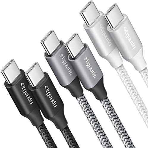 etguuds Premium 6 ft USB C to USB C Cable (3-Pack) – High-Speed PD 60 W Fast Charging & Data Transfer for Samsung Galaxy S23/S22/S21/S20 Ultra, Note 20 5 G, Z Flip/Fold 4/3, Tab S8/S8+, Google Pixel & USB C Laptops – Durable Nylon Braided Design for Long-Lasting Performance and Enhanced Compatibility