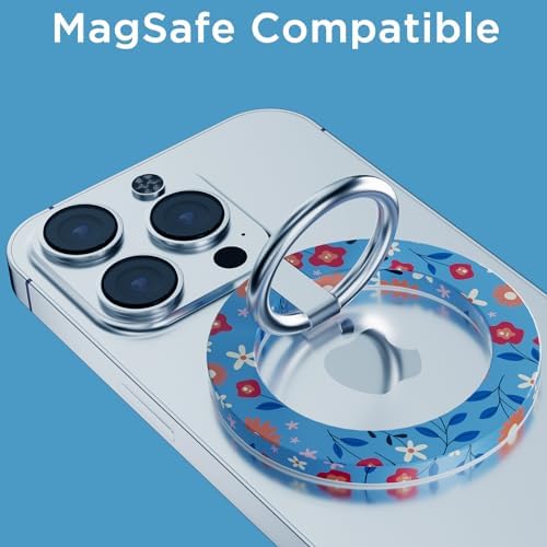 for MagSafe Phone Grip, Magnetic Phone Ring, Compatible with MagSafe Ring Holder with Adjustable Stand for iPhone 15/14/13/12 Series, Floral Green – Enhanced Compatibility and Speed