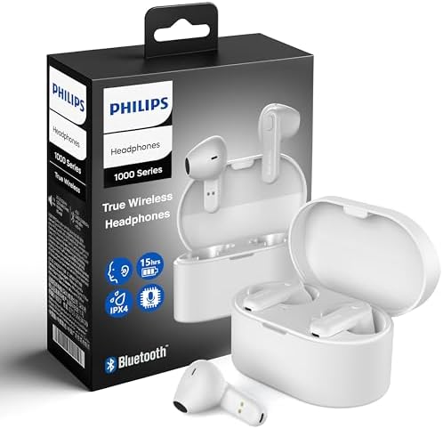 Philips True Wireless Earbuds – Advanced Bluetooth 5.3 Headphones with 13 mm Drivers, AI Microphone for Superior Clarity, IPX4 Sweatproof Design, 15 Hours Playtime, Compatible with i Phone, Android & Bluetooth Devices, Model TAT1138 – Ultimate Sound Quality & Comfort for Music Enthusiasts and Professionals