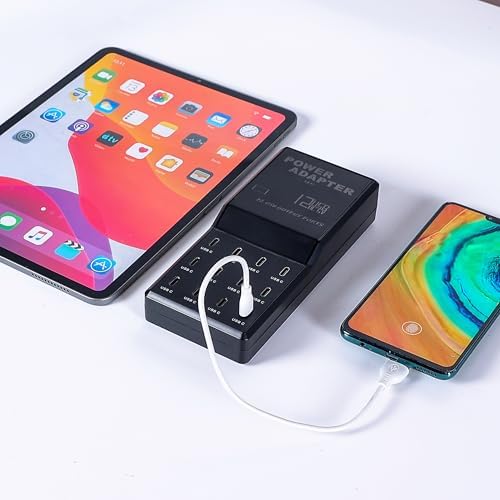 65 W 12-in-1 USB-C Charging Station for i Phone 16 Pro/Max, Mac Book Pro/Air & i Pad Pro | High-Speed Multi-Device Desktop Charger with 12 USB-C Ports & 5 ft Flat Power Cord | Perfect for Home & Office Efficiency and Clutter-Free Charging Solution