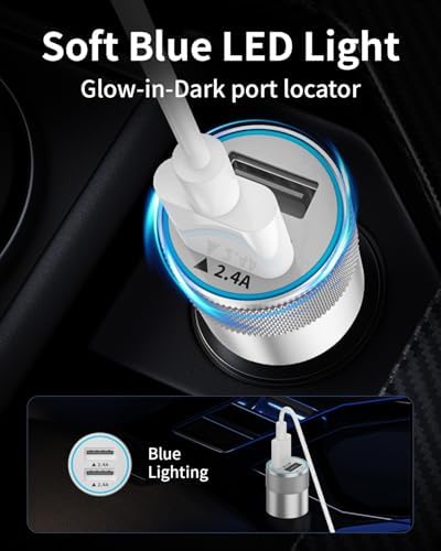 Power Up Your Journey: i Phone 15 24 W Dual-Port Fast USB Car Charger with 2-Pack 3 FT USB-C Cables – Ultimate Compatibility for i Phone 16/15, i Pad Pro/Air/Mini, Galaxy, and Pixel Devices – Compact, Efficient, and Built for Speed
