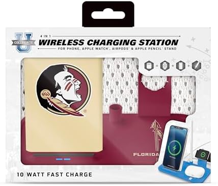 SOAR NCAA 4-in-1 Wireless Charging Docking Station: Rapid Charge Solution for i Phone, Apple Watch, Air Pods & Apple Pencil – Official NCAA Design for Ultimate Fan Experience and Device Compatibility
