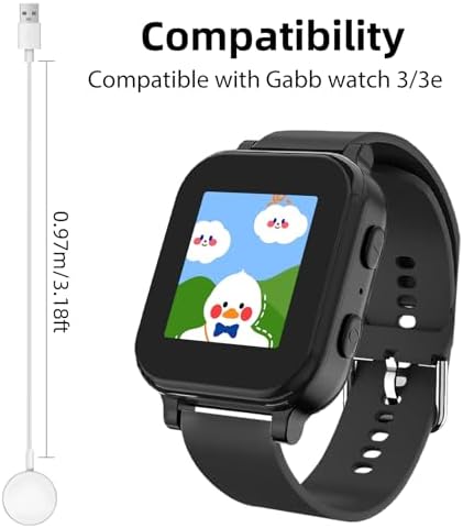 Magnetic Charging Cable for Gabb Watch 3/3 e – 3.18 FT USB Connector for Effortless Smartwatch Power-Up – Durable Black Charger for Optimal Performance and Convenience in Everyday Use