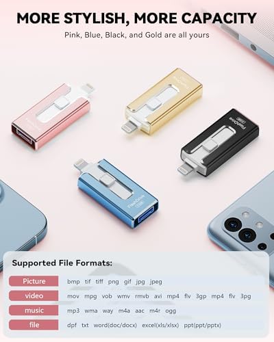 MFi Certified 256 GB Flash Drive – Ultimate Memory Solution for i Phone & i Pad Users, High-Speed Data Transfer for Effortless Photo & Video Backup, Multi-Device Compatibility with Android & PC, Compact USB Thumb Drive for On-the-Go Storage (Black)
