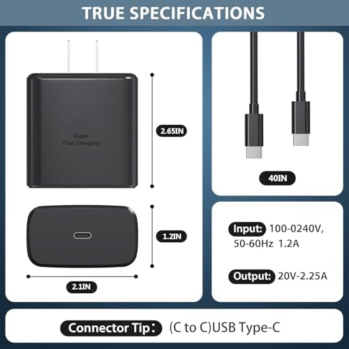 Dual 45 W USB-C Fast Charger Set for Samsung Devices – Super Speed Charging for Galaxy S23 Ultra/S23/S22/Note 20 & More – Optimal Power Delivery with PPS Technology – Ideal for Home, Office & Travel