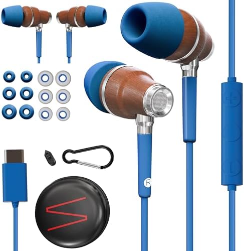 Elevate Your Audio Experience with Symphonized Premium Wooden Wired Earphones – USB C, Deep Bass & 3 D Sound, Enhanced Noise Cancellation (90%) for i Phone 15-16 & Android Devices – Perfect for Music Lovers and Professionals Seeking Superior Sound Quality