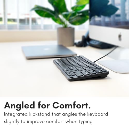 Elevate Your Workspace with the Macally Compact Keyboard for Mac – Sleek 78-Key Wired Design with USB Hub (3 Ports) for Ultimate Versatility – Perfect Apple-Compatible Accessory in Stylish Silver Finish for Enhanced Productivity and Seamless Connectivity