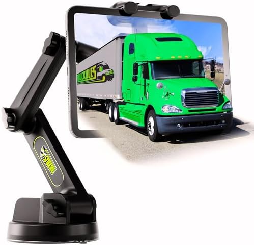 Heavy-Duty Tablet Holder for Trucks – Super Suction Cup Mount with 16.7-Inch Adjustable Arm for i Pad & Tablet Dashboard, Windshield, and Window Use – Secure Hands-Free Solution for Semi-Truck Drivers – Enhanced Stability and Compatibility for All Devices