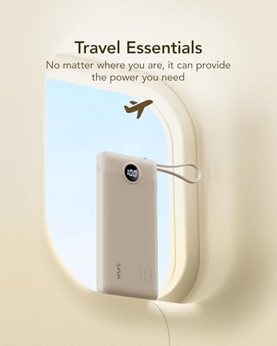 VRURC 10,000 m Ah Slim Power Bank – Ultimate Multi-Device Portable Charger with Built-in Cables, 5 Outputs & Dual USB-C Inputs for i Phone, Samsung, Android – Travel Essential for On-the-Go Power Solutions