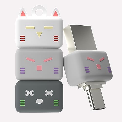 Charming Jenna Cat Design USB Type C Flash Drive – 2 in 1 OTG Dual USB 3.0 Memory Stick, Waterproof & Compact – High-Speed Data Transfer with Enhanced Device Compatibility for All Ages