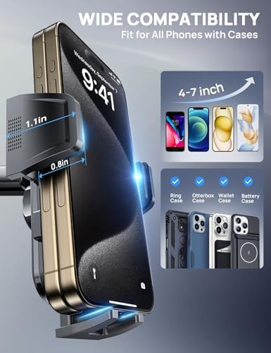 Ultimate Adjustable Windshield Phone Mount for Cars – Military-Grade Suction Cup Holder with Vent Hook, 360° Rotatable Design, Non-Slip Silicone Carbon Fiber for All Smartphone Models – Enhance Your Driving Safety & Hands-Free Convenience