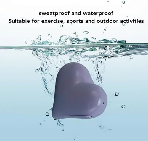 Heart-Shaped Bluetooth 5.3 Earbuds for Couples – Stylish Purple Wireless Earphones with Exceptional Hi-Fi Stereo Sound, Advanced Noise-Canceling Technology, and Portable Charging Case for Active Lifestyles and Romantic Escapes