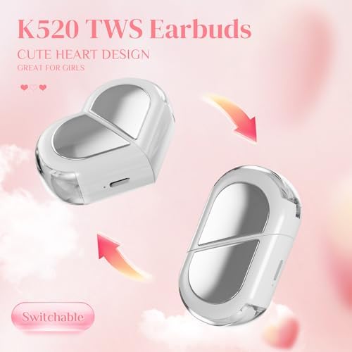 Stylish Rose Gold Heart Wireless Earbuds for Girls – Mini Bluetooth Earbuds Designed for Small Ears, Perfect for Kids & Women – Lightweight, Comfortable Fit with Superior Sound Quality for i Phone & Android, Ideal for Travel & Everyday Use
