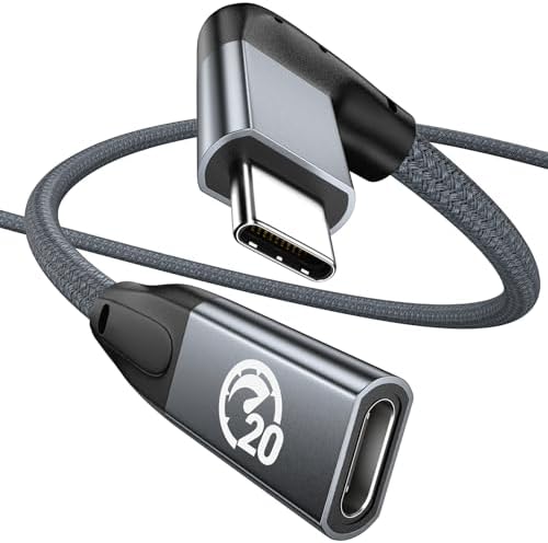 Effortlessly Enhance Your Connectivity with Use Bean 0.6 FT Right Angle USB C Extension Cable 2-Pack – 90-Degree Gen2 20 Gbps Fast Data Transfer for i Phone 16/15, Mac Book, i Pad Pro/Air, Galaxy S25/S24 – Perfect for Tight Spaces and Seamless Charging Solutions