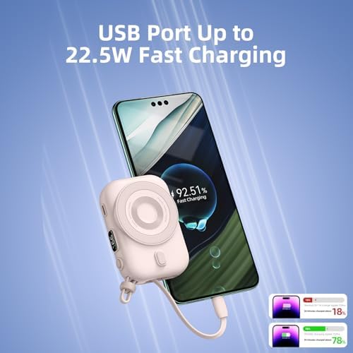 Magnetic Power Bank 10000 m Ah for i Phone – Fast Charging Wireless Charger with LED Display & Type-C Cable – 22.5 W PD Compatible Battery Pack for i Phone 16/15/14/13/12 Series – Sleek, Portable Design for Effortless On-the-Go Charging