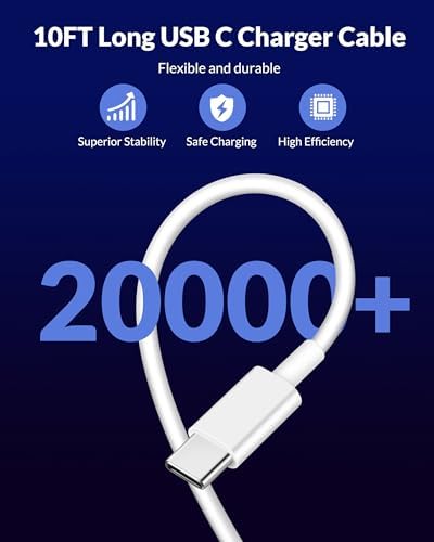 30 W USB-C Fast Charger with 10 FT Cable for i Pad Pro & Air Models – High-Speed Charging with Enhanced Compatibility for All Generations – Perfect for Travel and Everyday Use