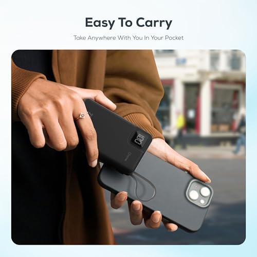 TETON ELECTRONICS 5-in-1 Mag Safe Power Bank – 10,000 m Ah Magnetic Wireless Charger with 22.5 W USB-C Fast Charging for i Phone 12-16 & Apple Watch – Ultimate On-the-Go Charging Solution with Built-In Cables, Enhanced Compatibility, and Sleek Design