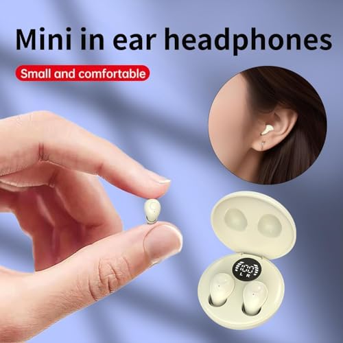 Invisible Mini Bluetooth Earbuds for Small Ear Canals – Ultimate Comfort with Noise Isolation for Work and Sleep – Lightweight Design, Fast Pairing & Superior Audio Quality for Discreet Listening Anywhere