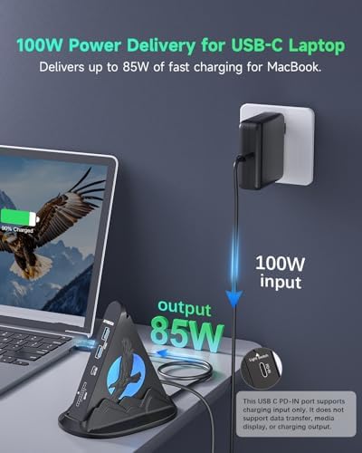 Experience Unmatched Connectivity with the 8-in-1 USB C Hub Multiport Adapter – 4 K HDMI Output, 100 W Power Delivery, and Vibrant RGB Lighting for Mac Book, Surface & i Mac – Effortless File Transfers with USB-A 3.0, USB-C, and SD Card Reader – Your Go-To Accessory for Enhanced Productivity and Seamless Device Integration