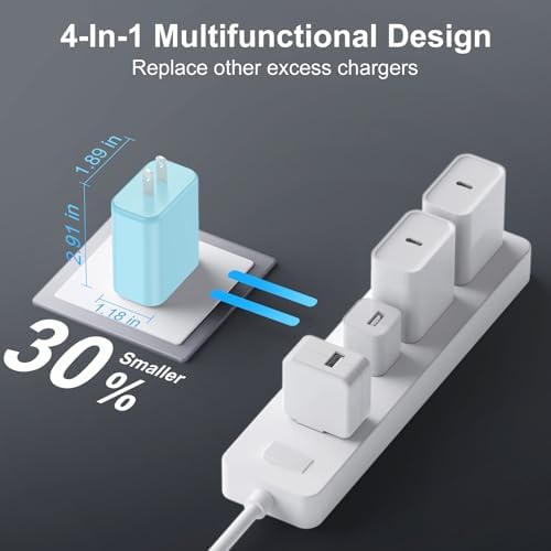 High-Speed USB C Charger Block 3-Pack – 40 W 4-Port Power Adapter for Quick Charge & Power Delivery, Compatible with i Phone 16/15/14/13/12/11/Pro Max & Tablets, Compact Wall Plug for Efficient Multi-Device Charging – Optimal Safety Features & Sleek Design