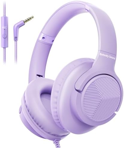 Versatile Over-Ear Wired Headphones with Integrated Microphone – Premium Sound Experience with Foldable Design and 4.9 ft Tangle-Free Nylon Cord – Perfect for Travel, Daily Use, and Multimedia Engagement (Black)