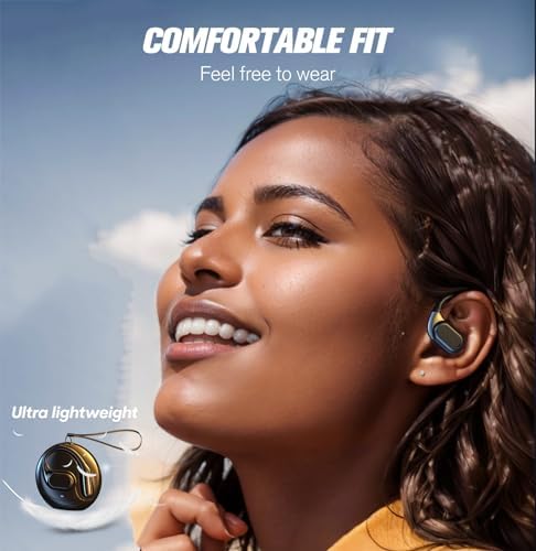 Revolutionary Open-Ear Bone Conduction Bluetooth 5.4 Earbuds – Ultra-Light Wireless Headphones for Active Lifestyles – Sweat-Resistant, Ergonomic Design Perfect for Jogging, Cycling & Commuting – Experience Immersive Sound Quality with Extended Battery Life & Universal Compatibility for All Devices
