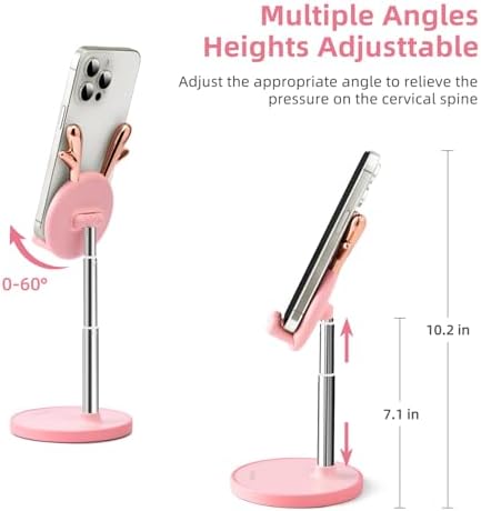 Cell Phone Stand,Angle Height Adjustable Cell Phone Stand for Desk,Cute Rabbit Phone Holder Stand for Desk, Compatible with All Mobile Phones, Tablets(4-10in) (Green) – Enhanced Compatibility and Speed