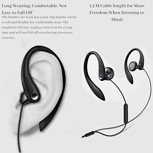 Philips Ergonomic Over-Ear Sport Earbuds with Microphone – Premium Sound Quality for Runners and Gym Enthusiasts, Sweat-Resistant Design for Ultimate Comfort and Stability During Workouts