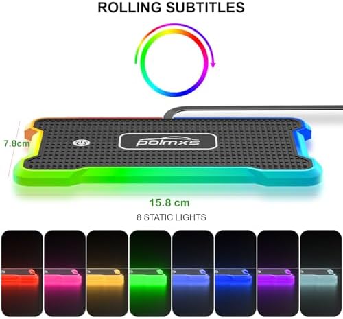POLMXS Wireless Car Charger Pad – Fast Charging Station with RGB Lighting for i Phone 11/12/13/14/15 & Samsung Galaxy S21/S22/S23/S24 – Non-Slip Cordless Charging Mat for Air Pods – Sleek Design for Ultimate Convenience on the Go