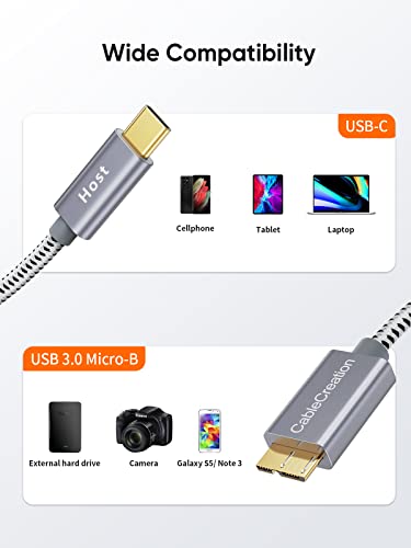 High-Speed 1 FT USB C to Micro B Cable – 10 Gbps Data Transfer for i Phone 15, Seagate & WD External Hard Drives – Durable Braided Design for Enhanced Connectivity & Reliability – Perfect Length for Travel & Desk Use – USB 3.1 Type C Compatible