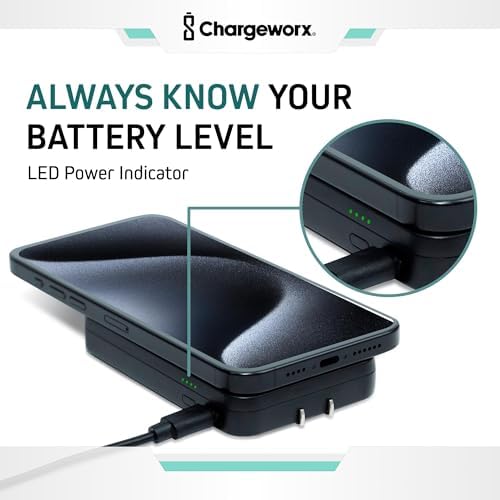 Ultra-Fast Portable Charger Power Bank with Built-In AC Plug – 6,000 m Ah Dual 15 W Fast Charge for Mag Safe i Phones & Magnetic Android Devices – Lightweight Travel Essential for Non-Stop Connectivity and Convenience