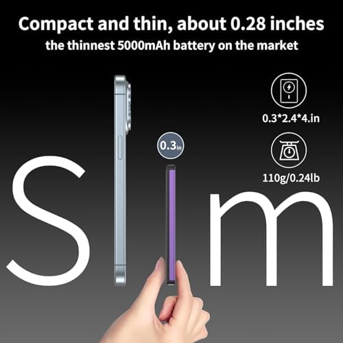 Magnetic Wireless Power Bank – 5000 m Ah Portable Charger with 20 W USB-C PD Fast Charging for i Phone 11-16 Pro/Max/Plus – Ultimate On-the-Go Charging Solution with Enhanced Magnetic Attachment and Seamless Compatibility