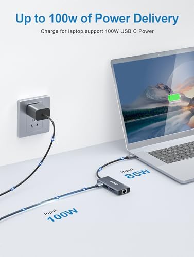 Unlock Seamless Connectivity with the QGee M 9-in-1 USB C Hub – The Ultimate Multi-Port Adapter for High-Speed Data Transfer, 4 K HDMI Output, and 100 W Power Delivery – Perfectly Compatible with Mac Book Pro, Air, i Pad, Dell, HP, Lenovo, and Chromebook – Compact, Stylish Blue Design for On-the-Go Professionals and Creatives