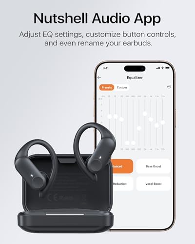 Maximize Your Fitness Journey with NS18 Wireless Earbuds – 12-Hour Playtime, Sweatproof Design, Tailored Sound via Custom App, and Robust 13 mm Bass Drivers for Deep Audio Experience, Featuring Bluetooth 5.3 for Seamless Connectivity (Black) – Ideal for Active Lifestyles and Audiophile Enthusiasts