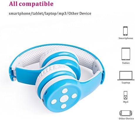 Light Blue Kids Bluetooth Headphones – Safe 93 d B Volume Limitation for Ear Protection – Foldable & Travel-Friendly Design – Built-in Microphone for Hands-Free Calls – Comfortable Wireless Headphones for Toddlers and Children – Perfect for School, Home, and Fun Activities