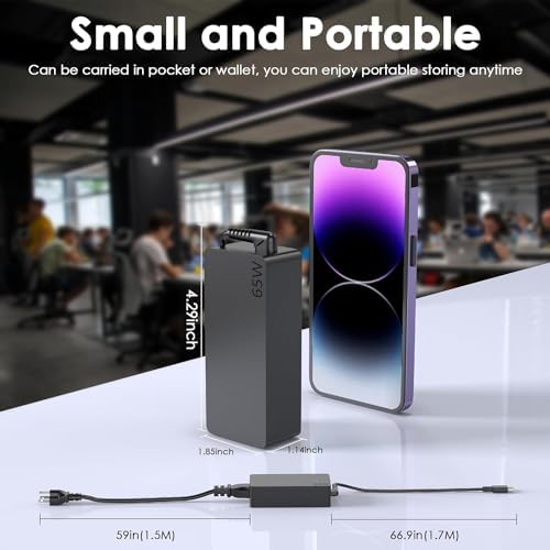 65 W USB-C Laptop Charger for Lenovo Yoga and Think Pad: Fast Charging Power Adapter for Yoga 6, 7, 9, Think Pad X1 Carbon, and More – Universal Compatibility with Multi-Protection Features for Safe and Efficient Use