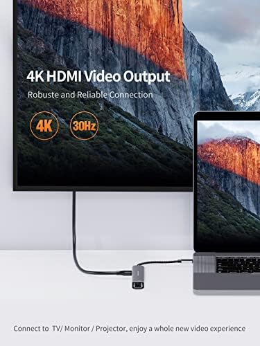 Sleek 5-in-1 USB C Hub Multiport Adapter – Aluminum 4 K HDMI, 1 Gbps Ethernet & 3 USB 3.0 Ports for Enhanced Connectivity on Mac Book Pro/Air, i Pad Pro & Surface Go – Ultimate Solution for Fast Data Transfer & Seamless Streaming
