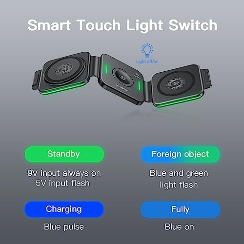 Magnetic 3-in-1 Travel Charging Station for Apple Devices – Ultra-Fast Wireless Charger for i Phone 16/15/14/13/12/Pro/Max/Mini, Air Pods Pro/Wireless, and Apple Watch Series Ultra/SE/10/9/8/7/6/5/4/3/2 – Compact Foldable Design for Ultimate Portability and Compatibility, Ideal for Busy Professionals and Travelers Seeking Efficiency and Style