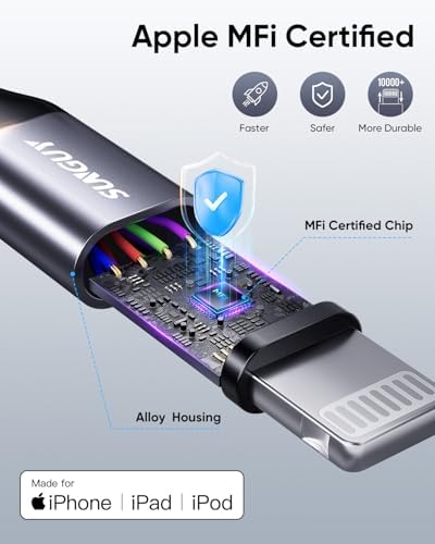 10 FT MFi Certified USB-A to Lightning Charging Cable – 2 Pack, Durable Nylon Braided Cord for Fast i Phone Charging – Compatible with i Phone 14/13/12/11 Pro Max, Mini, X, XS, XR, 8 Plus, SE & i Pad – Perfect for Home, Car & On-the-Go Use