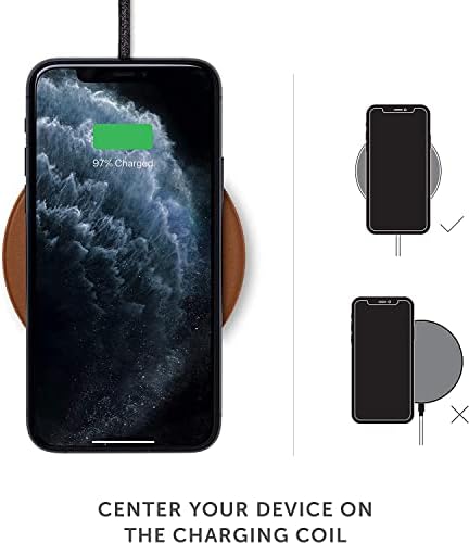 Luxury Italian Leather Wireless Charger – Native Union High-Speed Qi Certified Pad for i Phone 12/11 Series – Elegant Tan Charging Station with Enhanced Compatibility and Style – Perfect for Home or Office Use